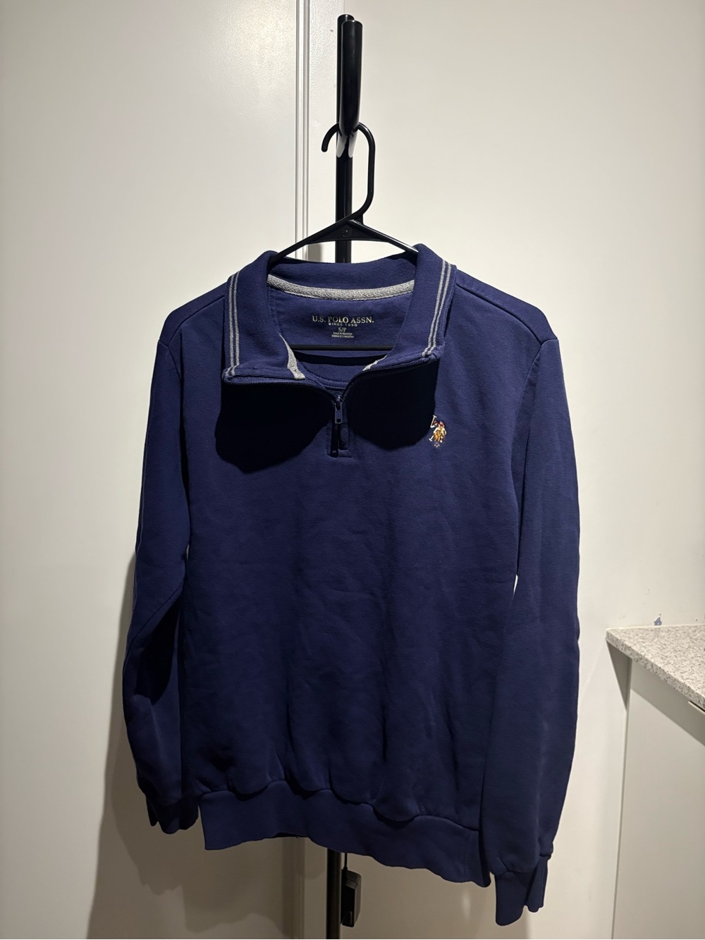 U.S. Polo Assn. Navy Half-Zip Pullover Sweater with Contrast Trim